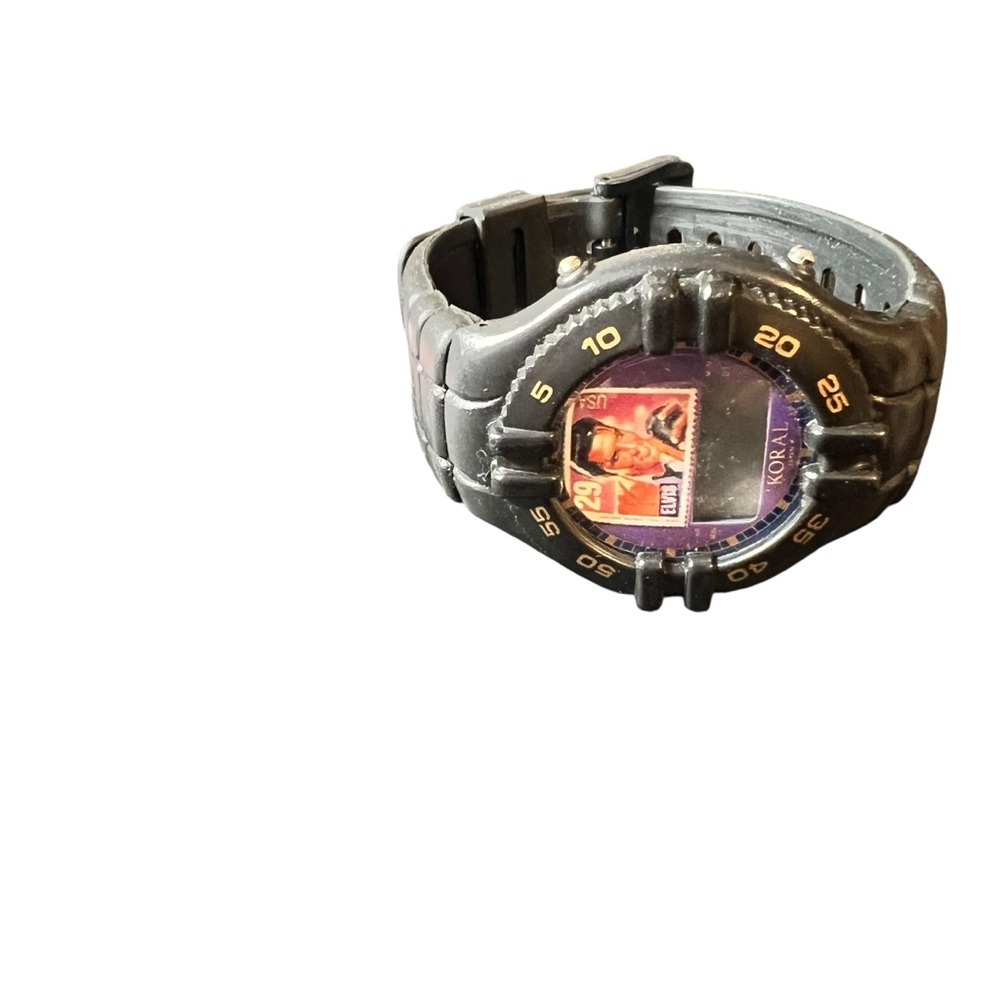 Vintage Elvis Presley Stamp Black Digital Watch